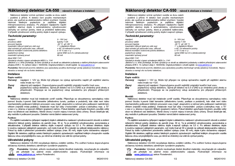 Page 1 de la notice Manuel utilisateur Joblotron CA-550