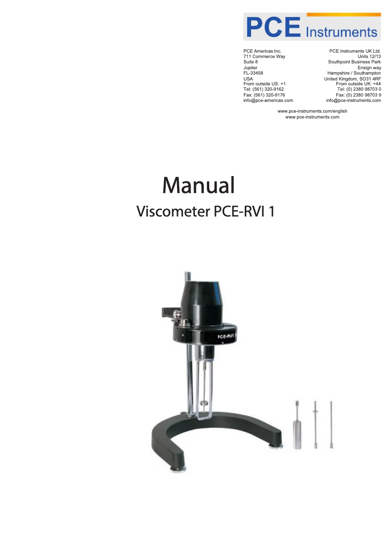 Page n°1 - Manuel utilisateur PCE Instruments PCE-RVI 1