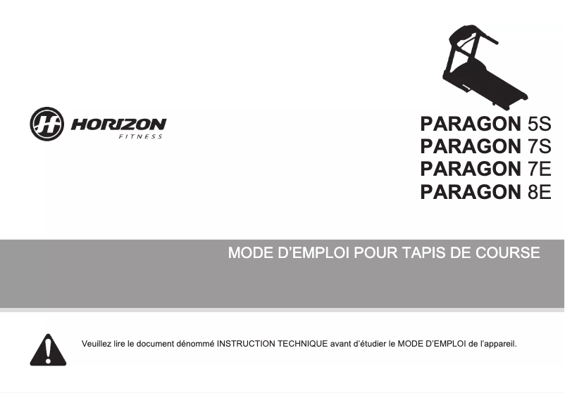 Page n°1 - Manuel utilisateur Horizon Fitness Paragon 5S