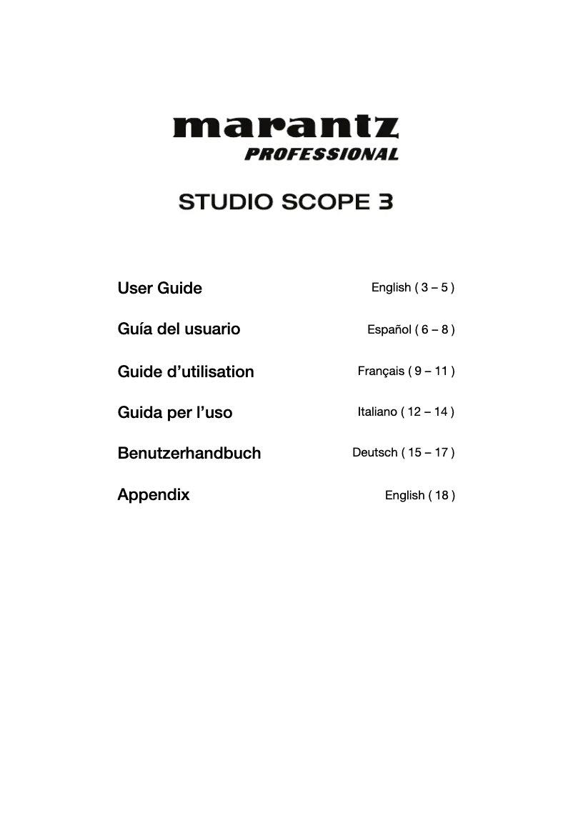Page 1 de la notice Manuel utilisateur Marantz Studio Scope 3