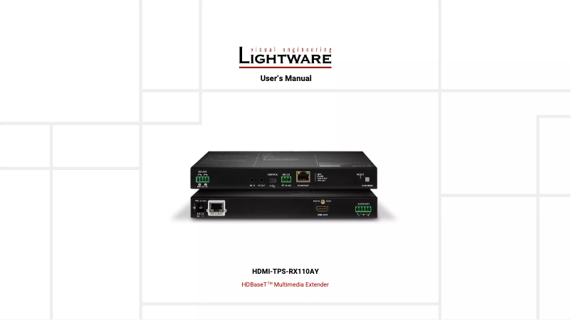 Page 1 de la notice Manuel utilisateur Lightware HDMI-TPS-RX110AY