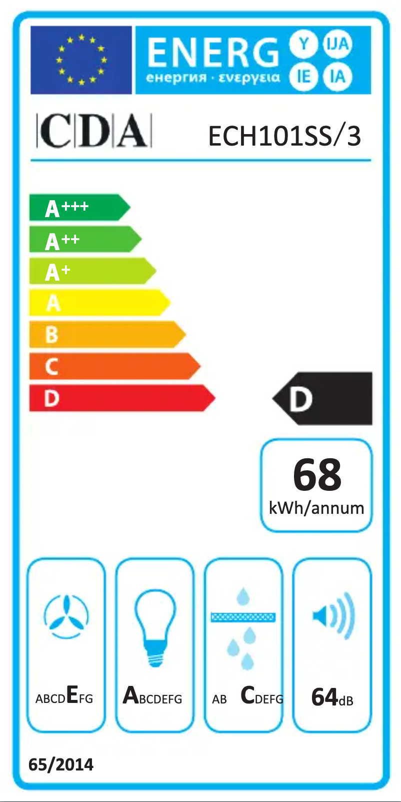 Page n°1 - Label énergétique CDA ECH101BL