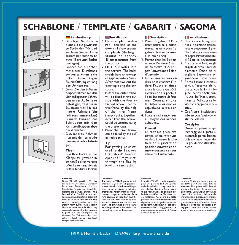 Page 1 de la notice Manuel utilisateur Trixie 3867