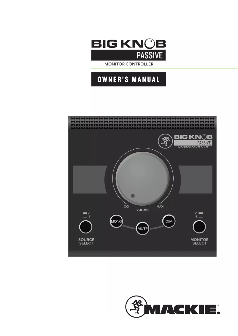 Page 1 de la notice Manuel utilisateur Mackie Big Knob Passive