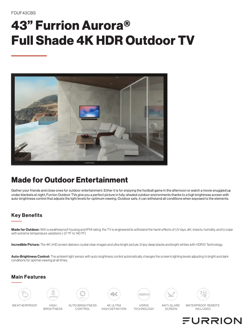 Página 1 del manual Ficha técnica Furrion FDUF65CBS