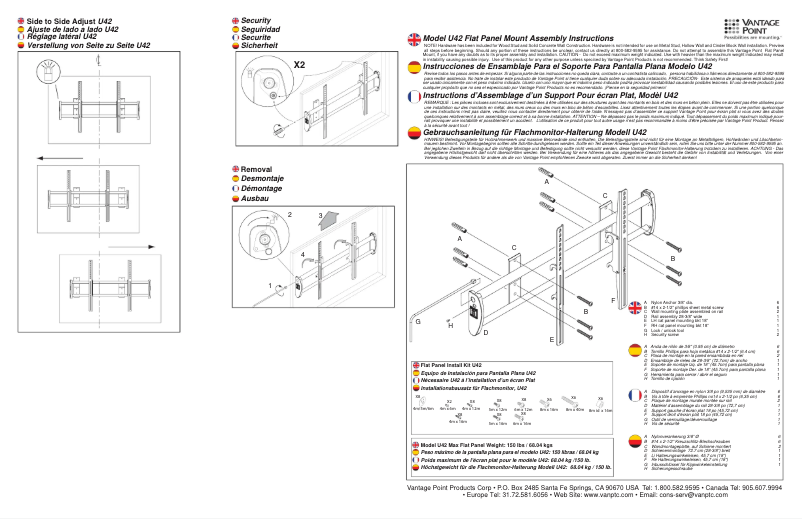 Page n°1 - Manuel utilisateur Vantage Point U42