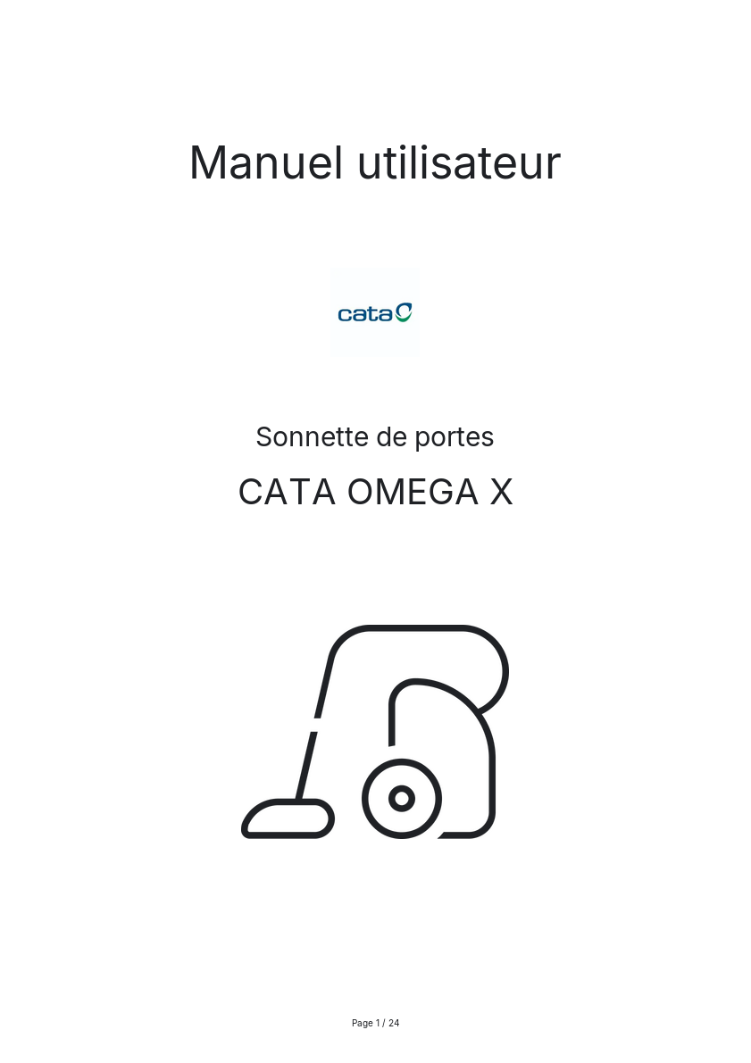 Page n°1 - Manuel utilisateur CATA OMEGA X