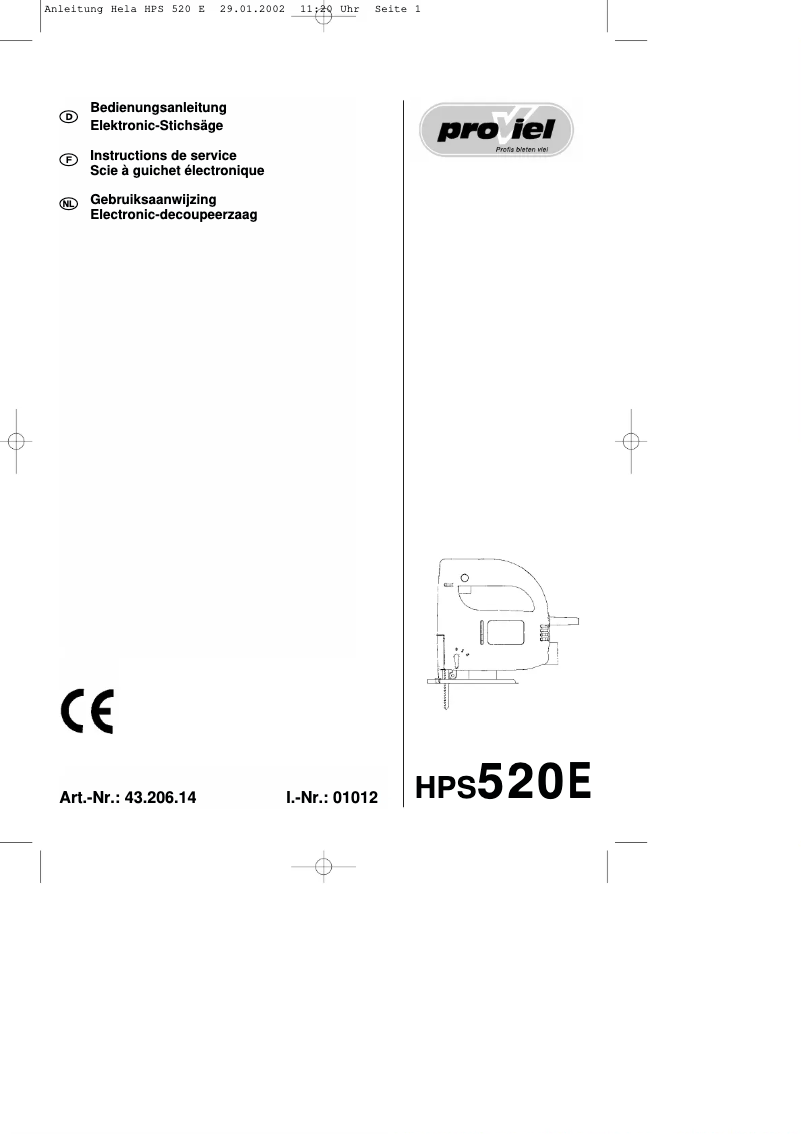 Página 1 del manual Manual de usuario Proviel HPS 520 E