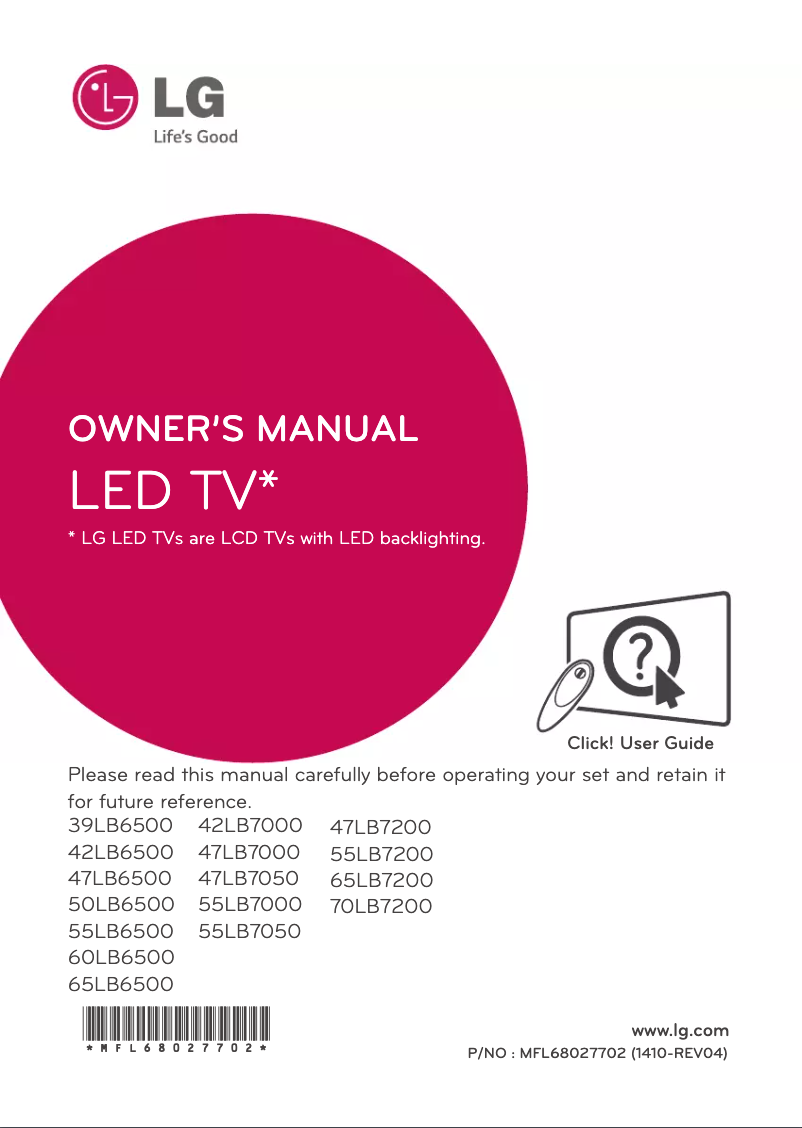 Page n°1 - Manuel utilisateur LG 47LB7000