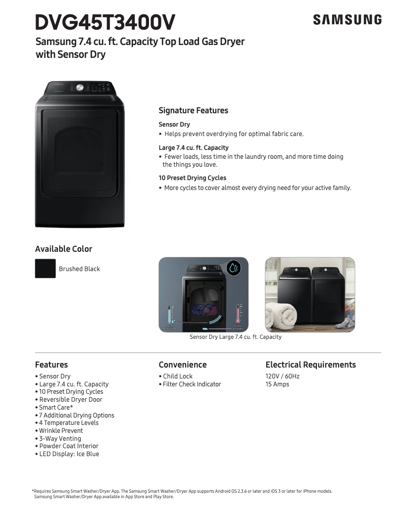 Página 1 del manual Ficha técnica Samsung DVG45T3400V