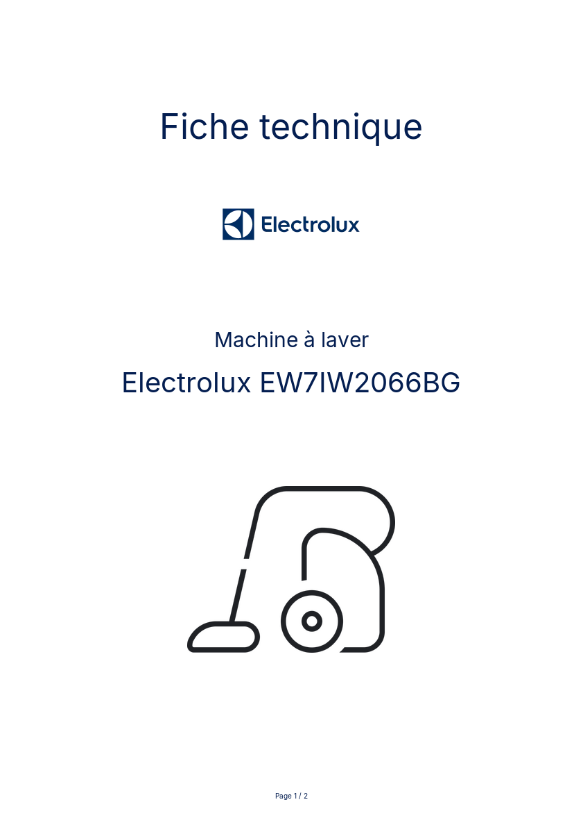 Page n°1 - Fiche technique Electrolux EW7IW2066BG