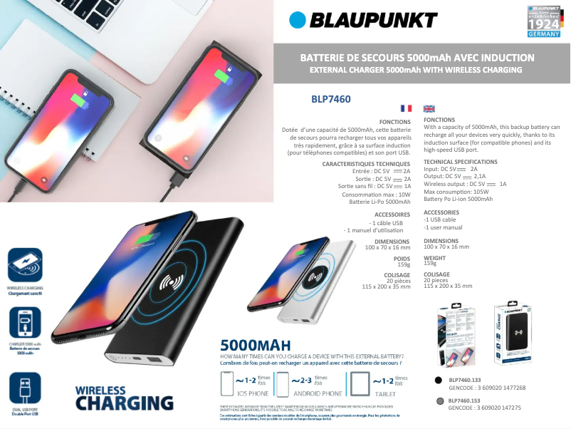 Imagen de la primera página del manual del dispositivo BLP7460