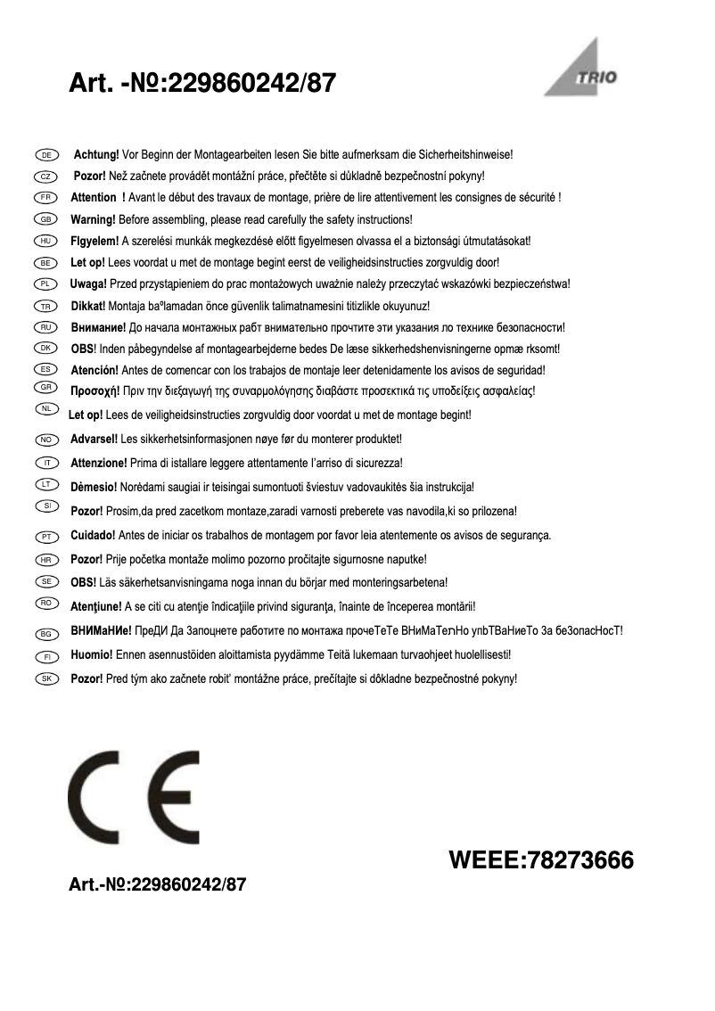 Page n°1 - Manuel utilisateur Trio Lighting Don