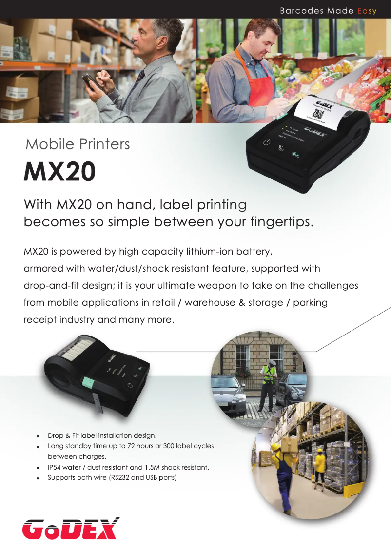 Page 1 of the manual Brochure Godex MX20