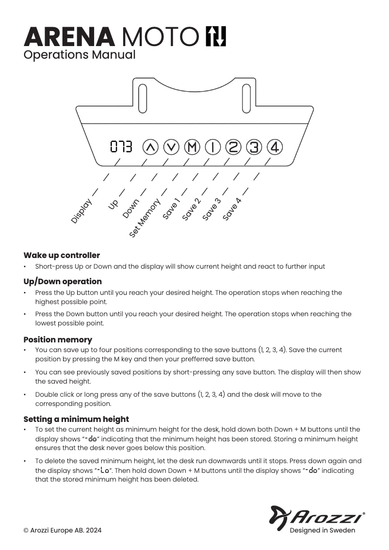 Image de la première page du manuel de l'appareil Arena MOTO