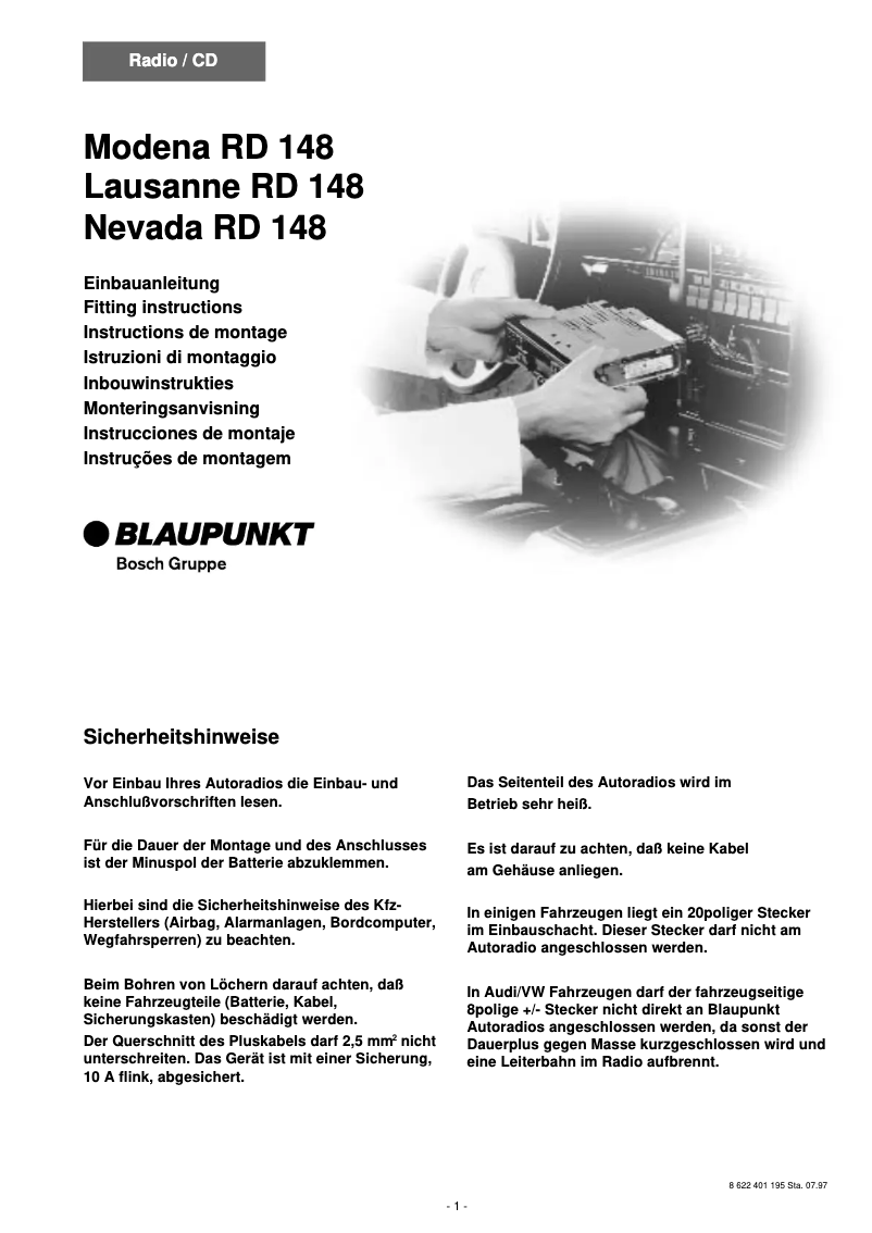 Image de la première page du manuel de l'appareil Modena RD 148