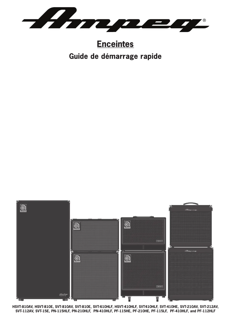 Page 1 de la notice Guide de démarrage rapide Ampeg SVT-410HE