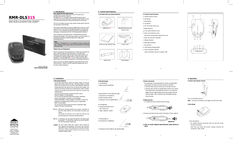 Page 1 de la notice Manuel utilisateur Rocky Mountain DLS315