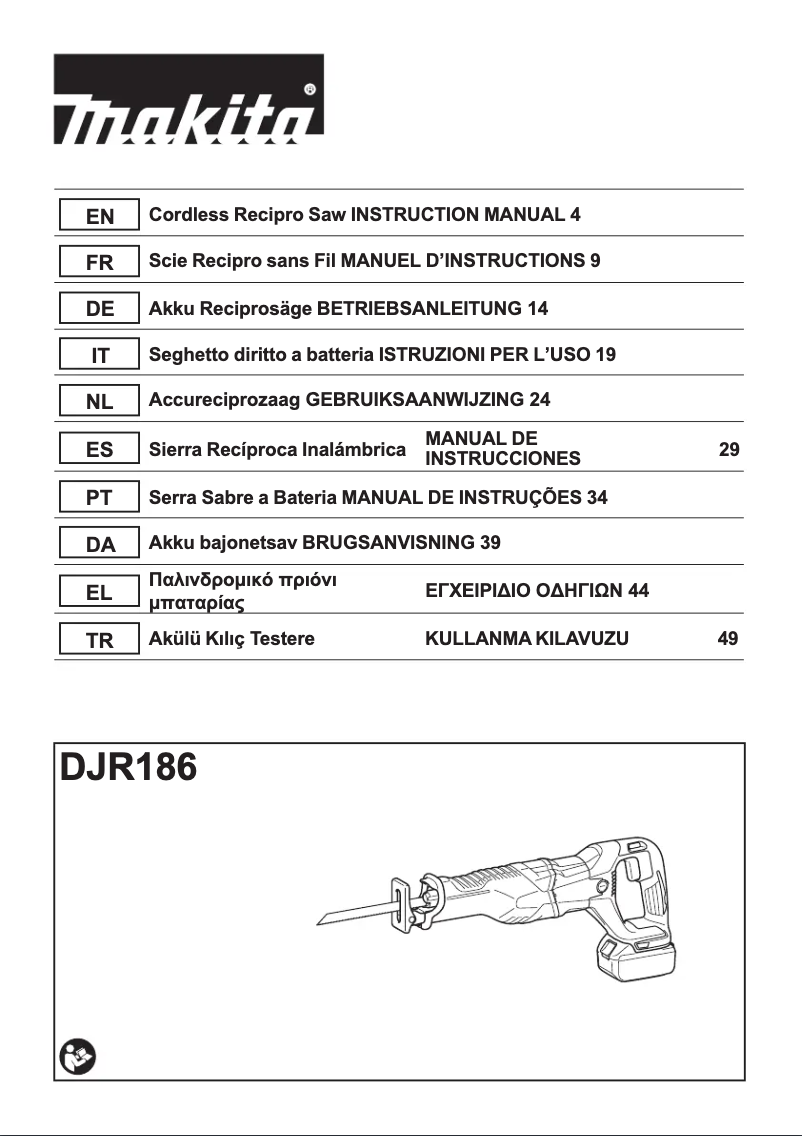 Page 1 de la notice Manuel utilisateur Makita DJR186