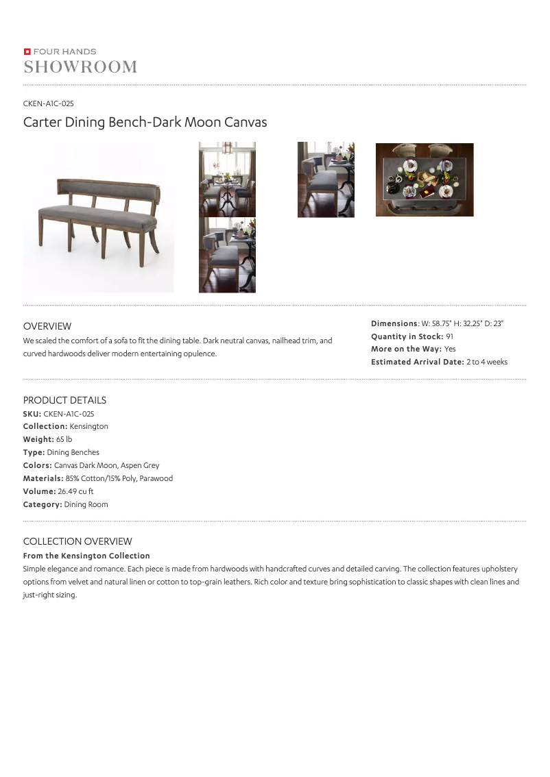 Page 1 de la notice Manuel utilisateur Four Hands CKEN-A1C-025