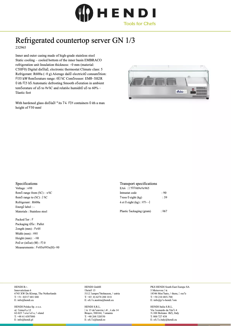 Page n°1 - Fiche technique Arktic 232972