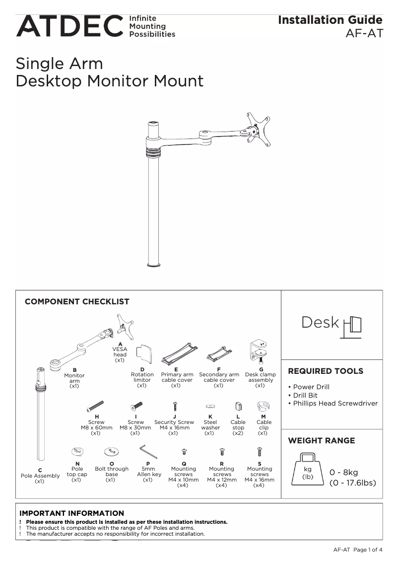 Page n°1 - Manuel utilisateur Atdec AF-AT