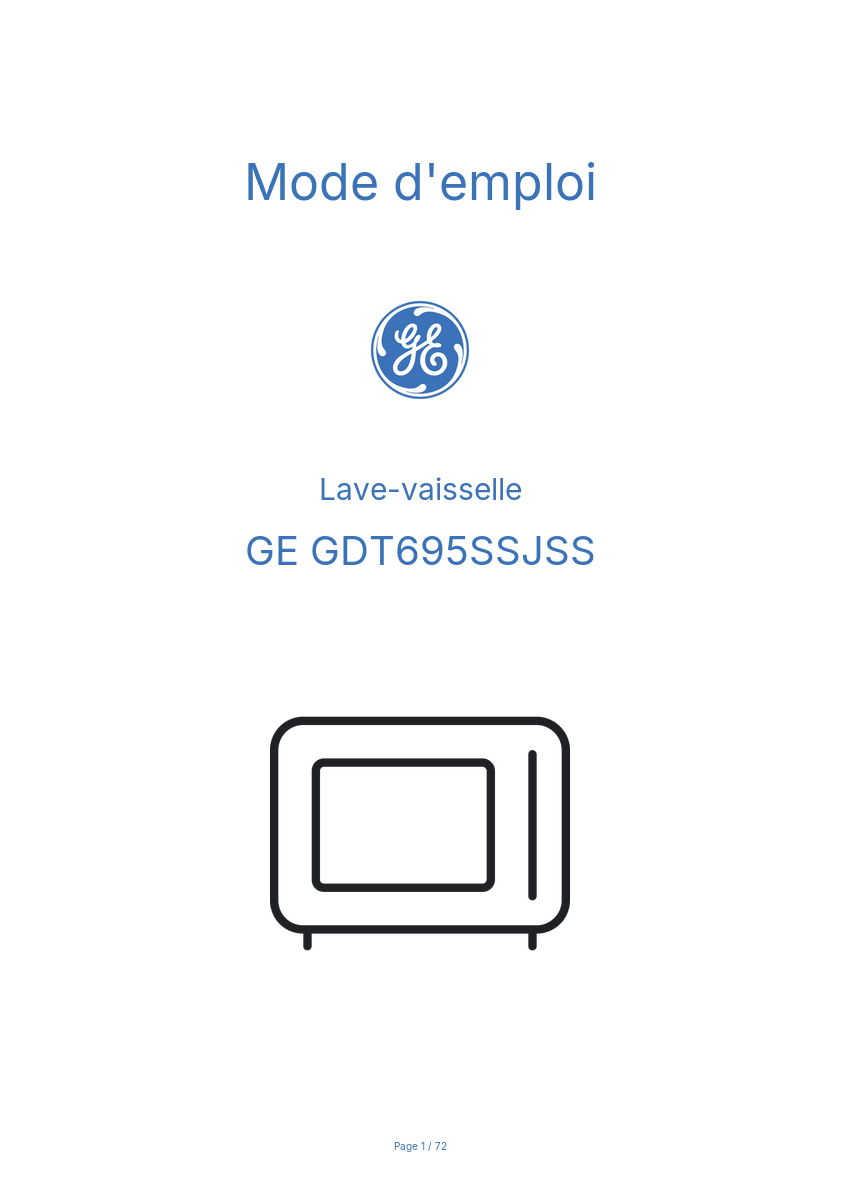 Page n°1 - Mode d'emploi GE GDT695SSJSS
