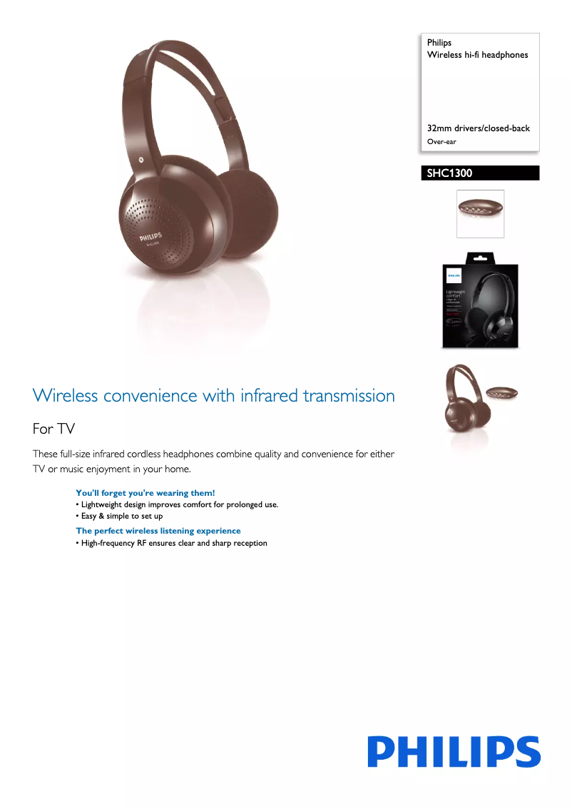 Page 1 de la notice Fiche technique Philips SHC1300
