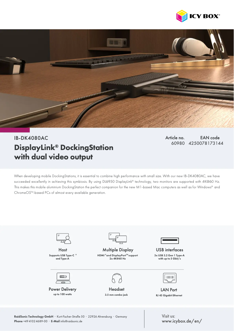 Imagen de la primera página del manual del dispositivo IB-DK4080AC