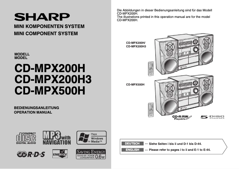 Image de la première page du manuel de l'appareil CD-MPX500H