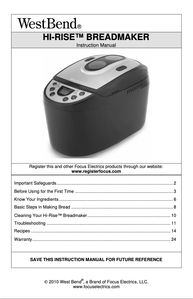 Page n°1 - Manuel utilisateur Focus Electrics 41400