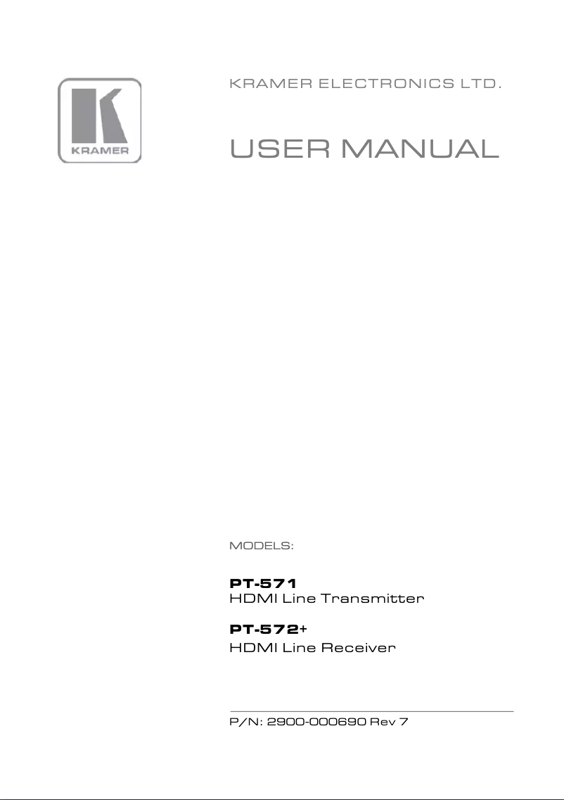 Page n°1 - Manuel utilisateur Kramer PT-571
