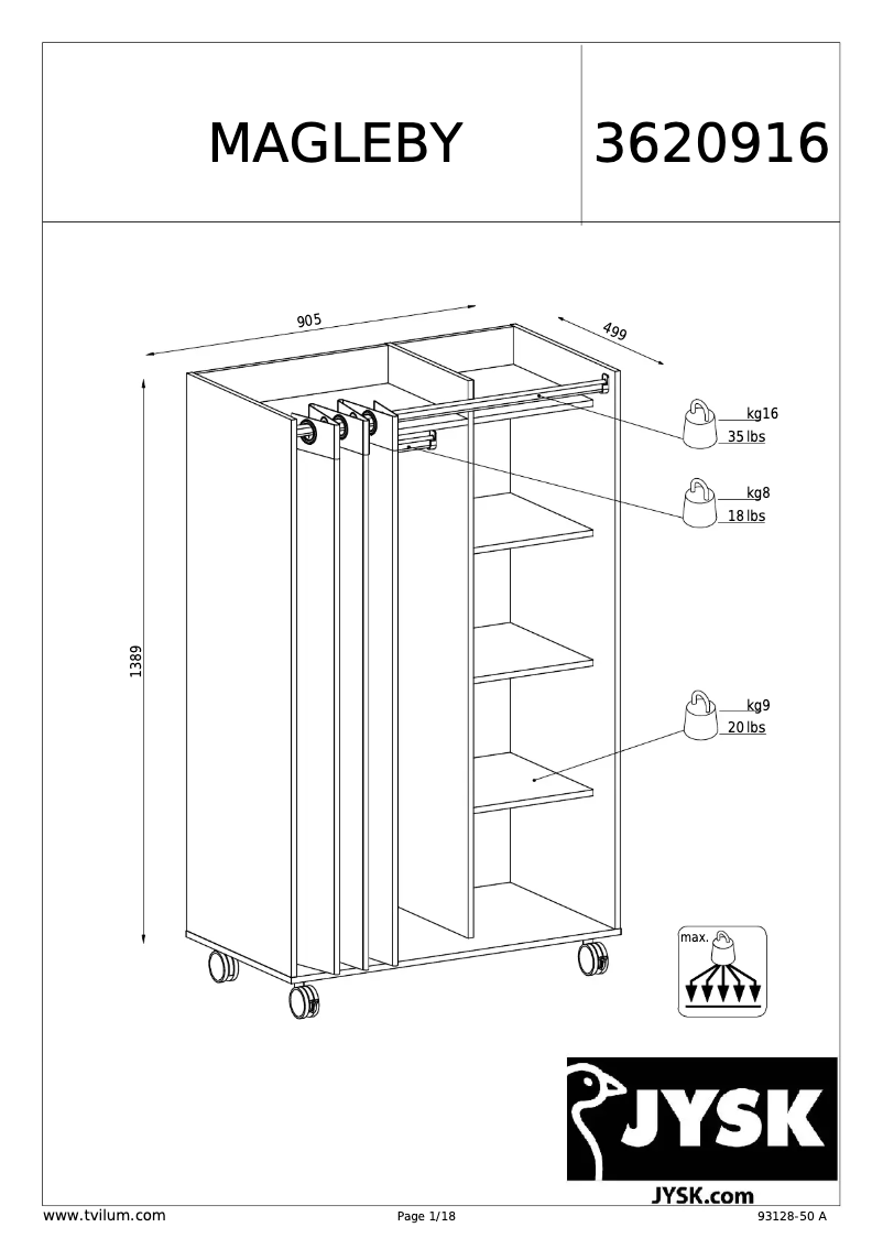 Page 1 de la notice Manuel utilisateur JYSK Magleby
