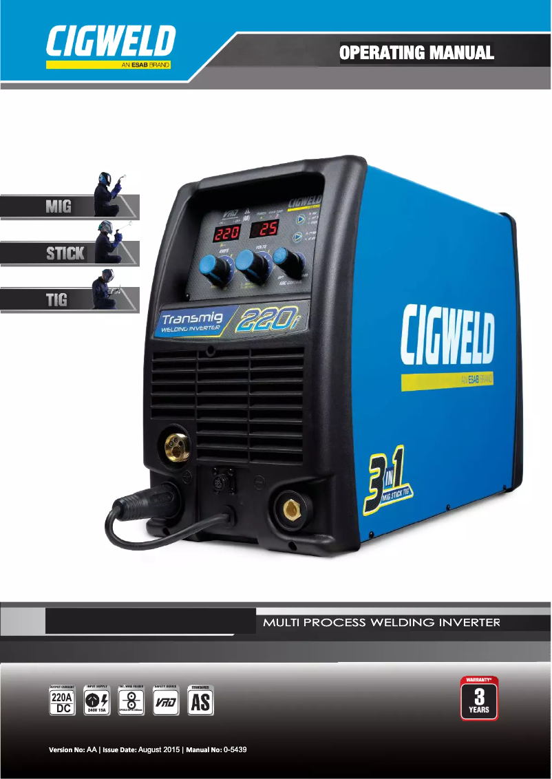 Page n°1 - Manuel utilisateur Cigweld Transmig 220i