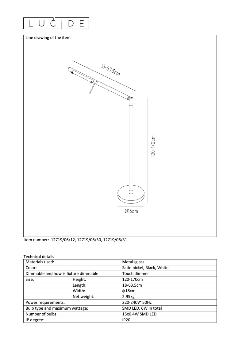 Image de la première page du manuel de l'appareil Bergamo 12719/06/12