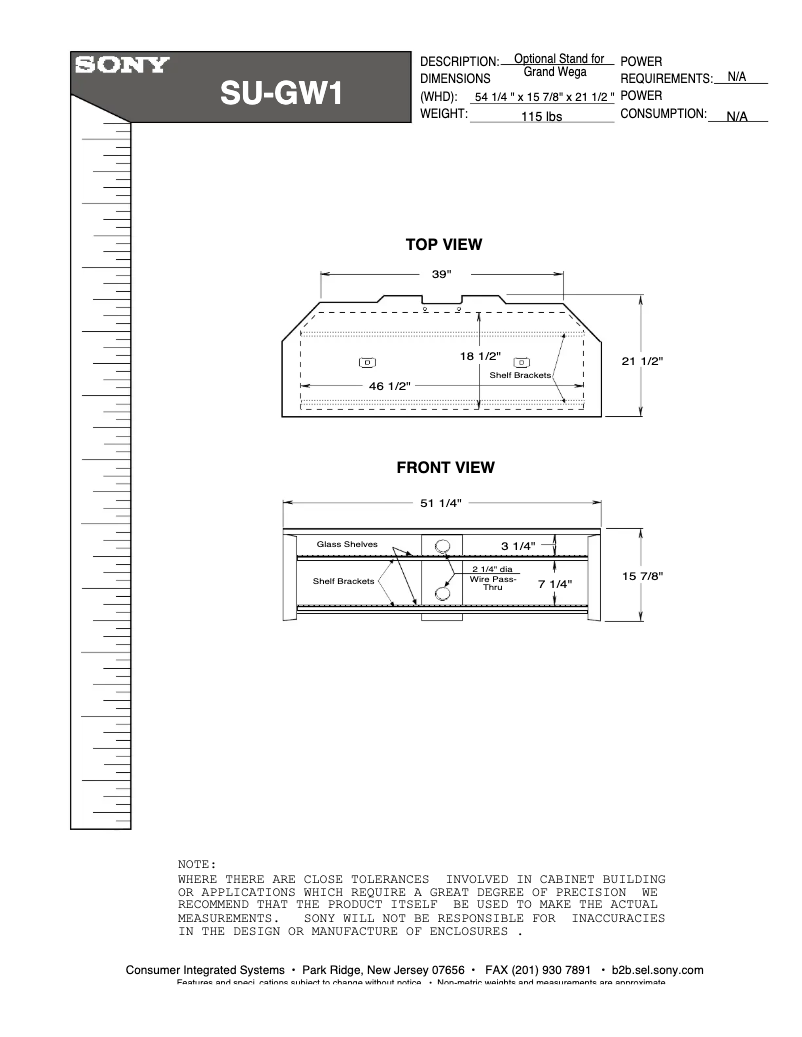 Page 1 de la notice Guide d'installation Sony SU-GW1
