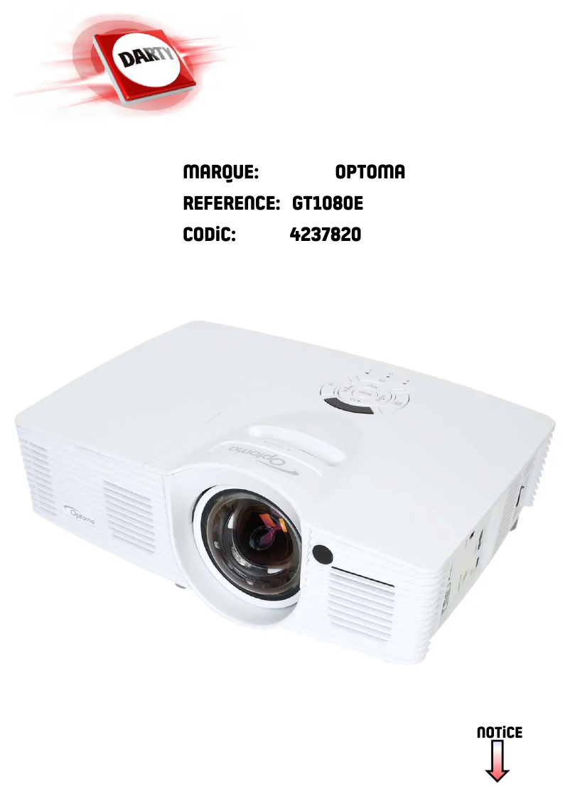 Page n°1 - Manuel utilisateur Optoma GT1080e