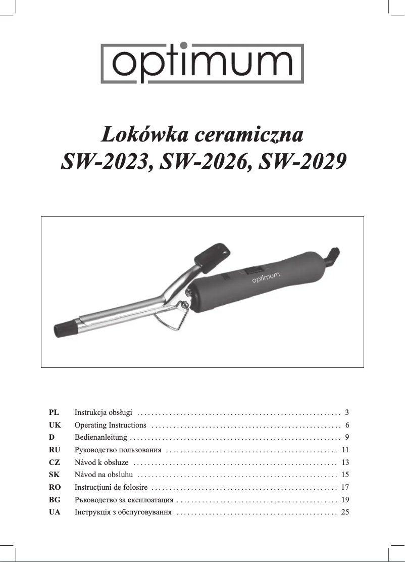 Page 1 de la notice Manuel utilisateur Optimum SW-2029