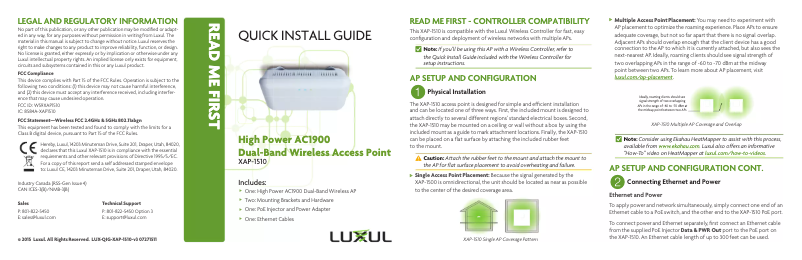 Page 1 de la notice Manuel utilisateur Luxul XAP-1510