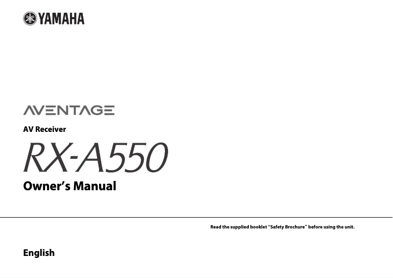 Page n°1 - Manuel utilisateur Yamaha RX-A550