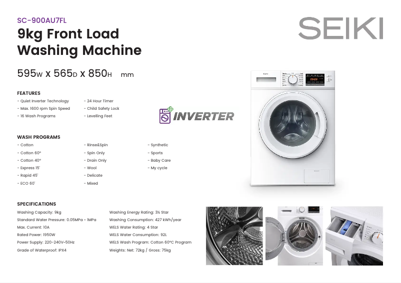 Page 1 de la notice Fiche technique Seiki SC-900AU7FL