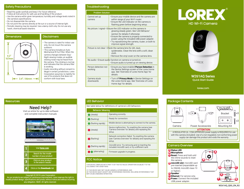 Page 1 de la notice Manuel utilisateur Lorex W261AQC-E