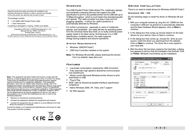 Page n°1 - Manuel utilisateur ATen UC1284B