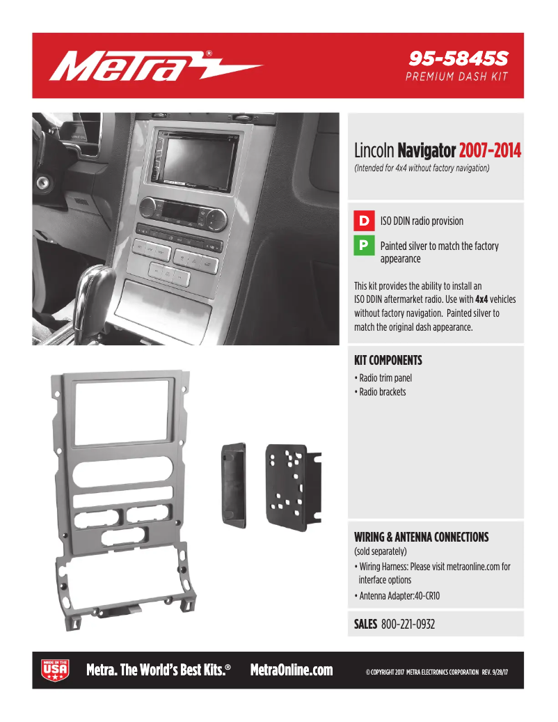 Página 1 del manual Ficha técnica Metra 95-5845S