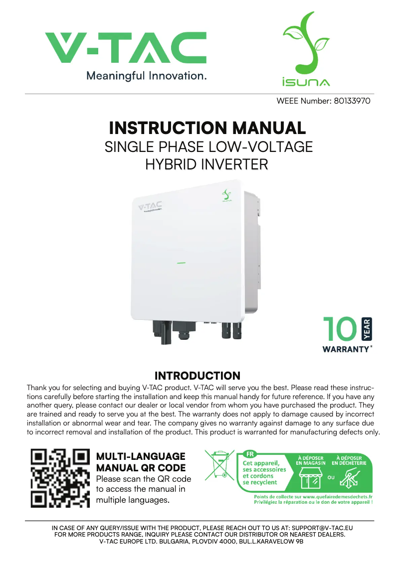 Page n°1 - Manuel utilisateur V-TAC VT-Isuna 3600S
