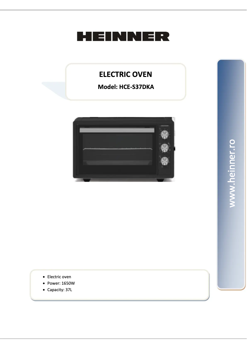 Page 1 de la notice Manuel utilisateur Heinner HCE-S37DKA