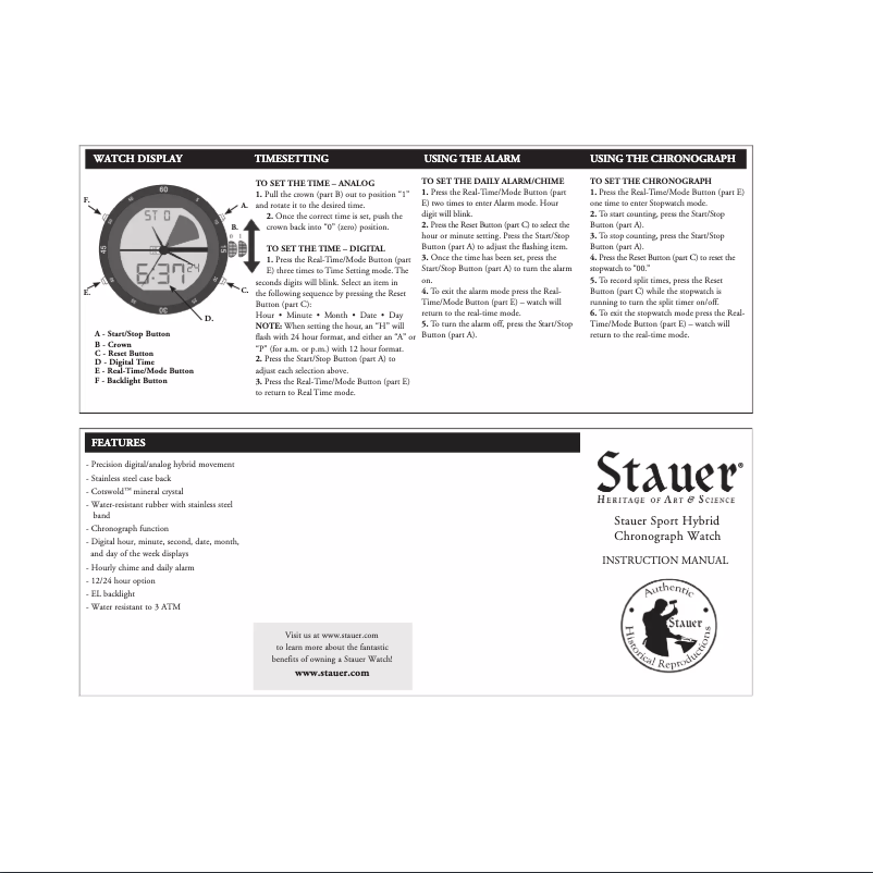 Page 1 de la notice Manuel utilisateur Stauer 30827