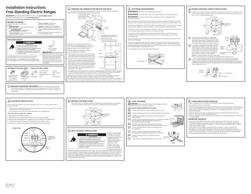 Página 1 del manual Guía de instalación GE JBP35DMWW