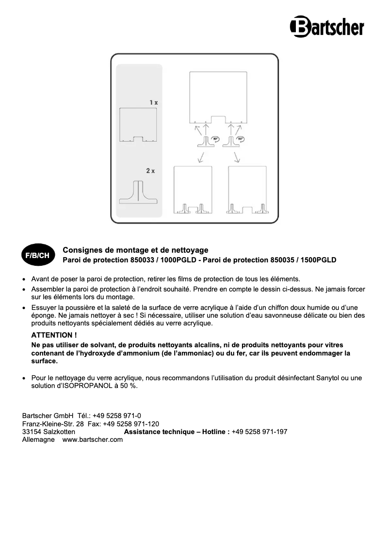 Page 1 de la notice Manuel utilisateur Bartscher 1500PGLD