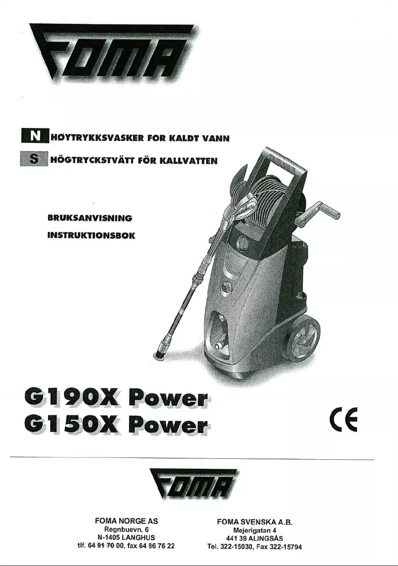 Page 1 de la notice Manuel utilisateur FOMA G150X Power
